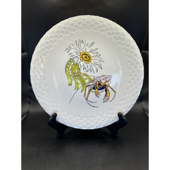 GIEN Grands Crustaces #12 Hermit Crab Hand Painted Faience 10" Plate France 1961 - Picture 2 of 7